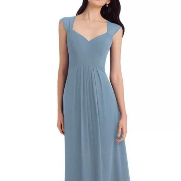 Bill Levkoff Dusty Blue Bridesmaid Dress Size 6 - Picture 1 of 6